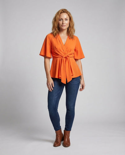 Ladies Wrap Blouse Ruffle Sleeves