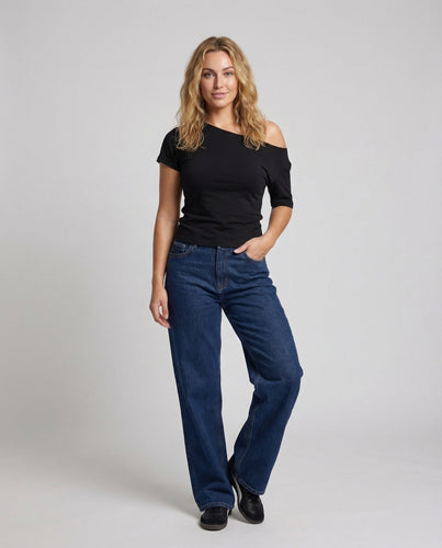Women's Off-Shoulder Jersey Top Asymmetrical