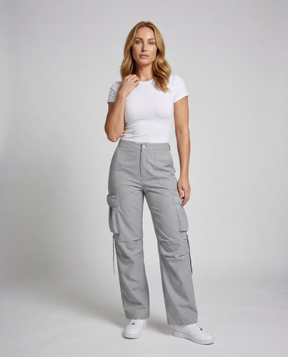 Women's cargo pants knee darts flap pockets
