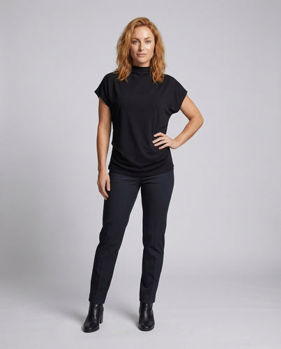 Women Draped Oversized Top Stand Collar