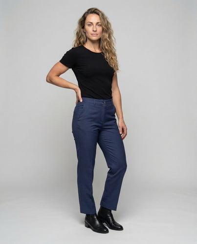 Women's Straight Fabric Trousers Shaping Mid-Rise