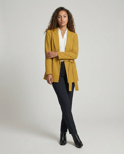 Women's Tailored Long Blazer with Belt