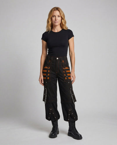 Women's Gothic Cargo Pants Chains Eyelets