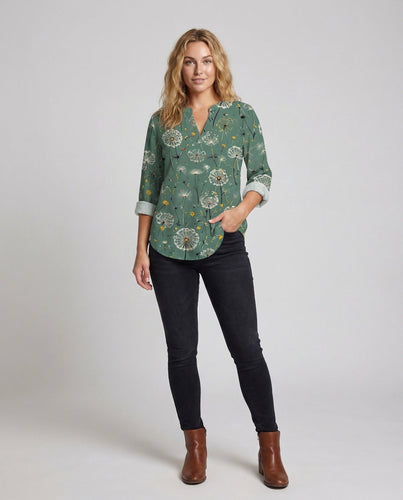 Ladies Tunic Blouse Dandelion Print