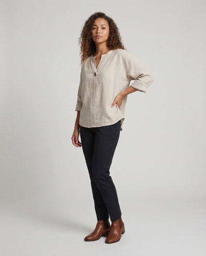 Women's Linen Tunic Roll-up Sleeves