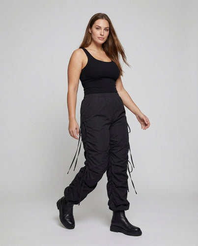 Women's Gathered Drawstring Pants with Side Ties