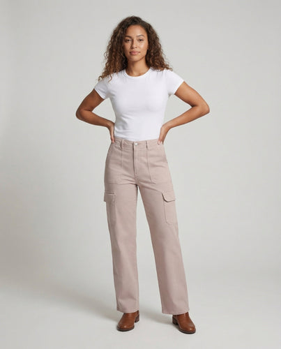 Women's Fabric Pants Knee-Patch Pockets