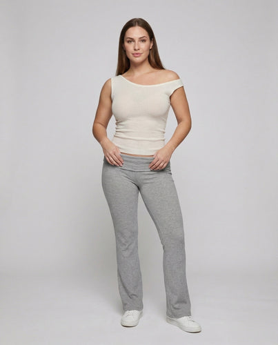 Women's Ribbed Relaxed Pants Flared Leg
