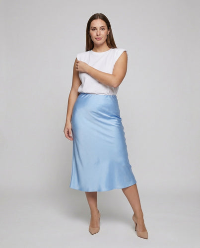 Women's Satin Slip Midi Skirt High Waist