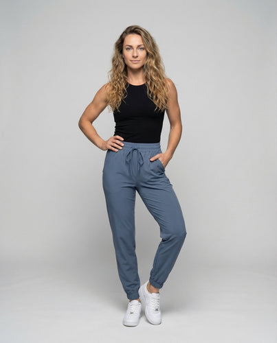 Ladies comfort trousers ribbed structure drawstring waistband