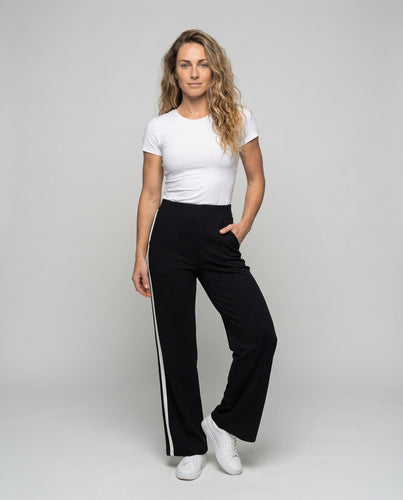 Women's Sporty Flared Trousers Contrast Stripes