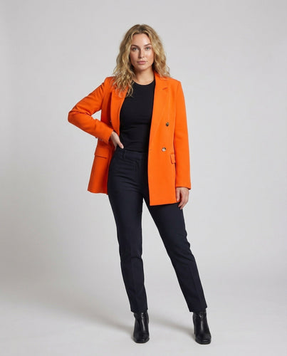 Women's Double Breasted Blazer Gold Plated Decorative Buttons