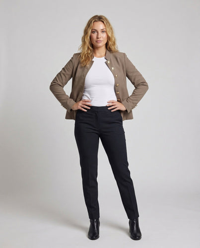 Women Military Blazer Stand Collar Shoulder Straps