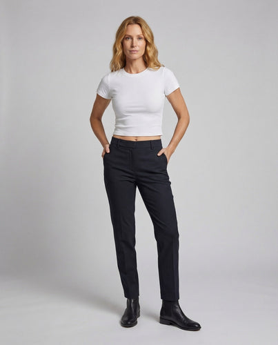 Women's Ribbed Crop Top Round Neck