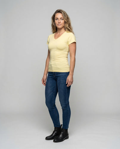 Women's V-Neck Shirt Cotton Stretch