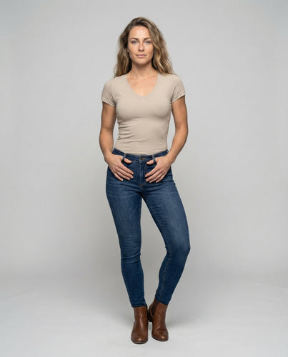 Women V-Neck Shirt Stretch Jersey