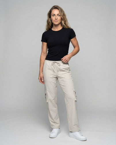 Women Travel Lounge Cargo Pants with Drawstring Closures