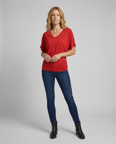 Ladies V neck top batwing sleeves