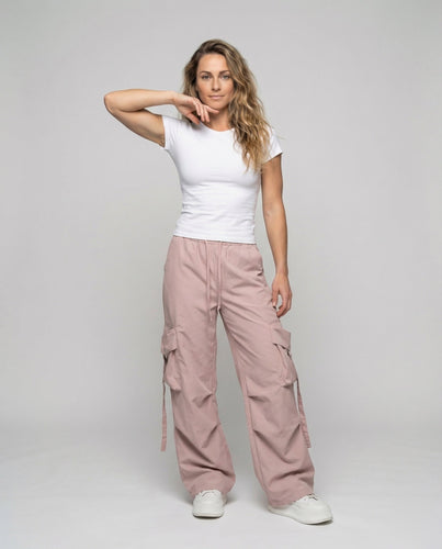 Women's Wide Cargo Pants with Side Ties