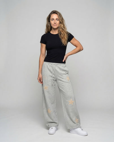 Women's Sweat Palazzo Pants Star Applications