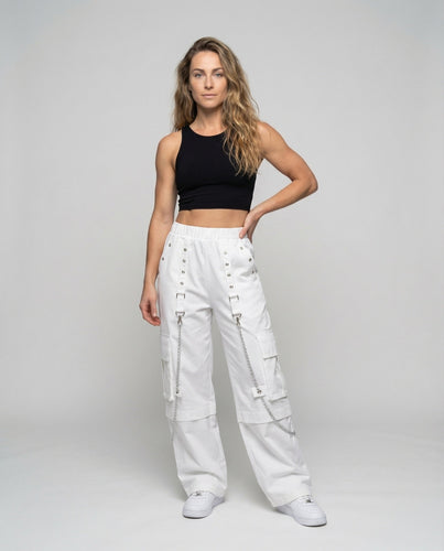 Women's Cargo Pants Decorative Eyelets Removable Metal Chains