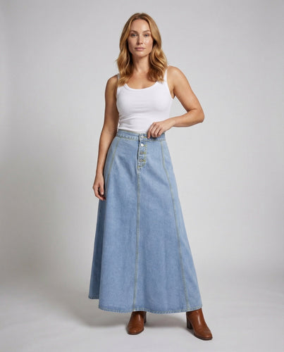 Women's Jeans-Maxi Skirt Stripe Pattern High Waist
