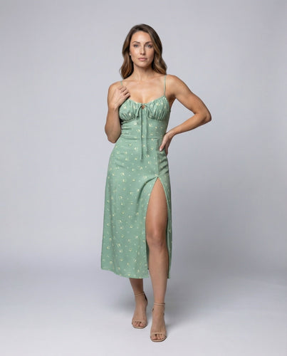 Women Corset Long Dress High Thigh Split