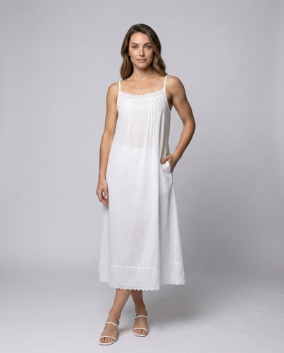 Cotton underdress lace hem spaghetti straps