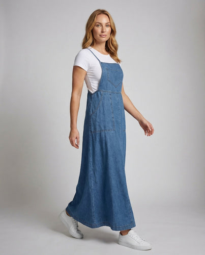 Women’s Denim Maxi Dress Adjustable Straps