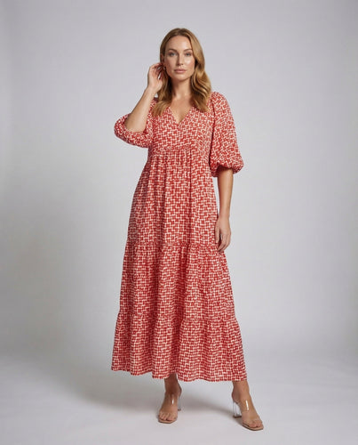 Women Boho Maxi Dress Balloon Sleeves