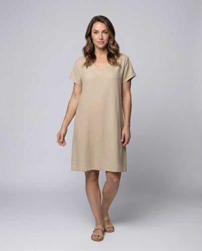 Women's Linen Midi Dress Boxy Top