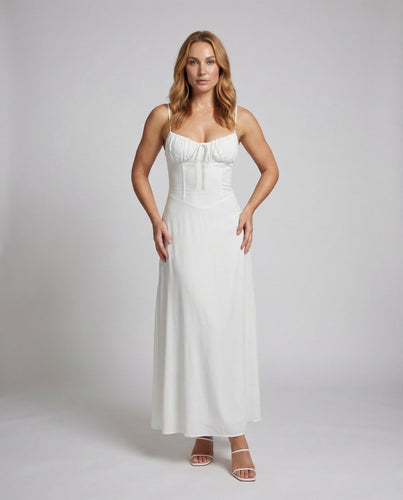 Ladies Maxi Dress Corset bodice Satin Skirt