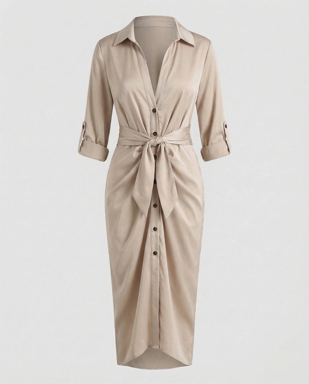 Women's Shirt Blouse Wrap Dress with Ties