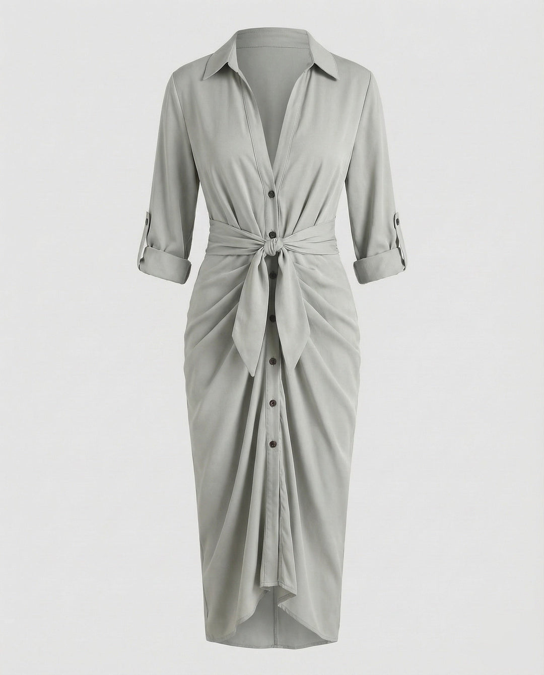 Women's Shirt Blouse Wrap Dress with Ties