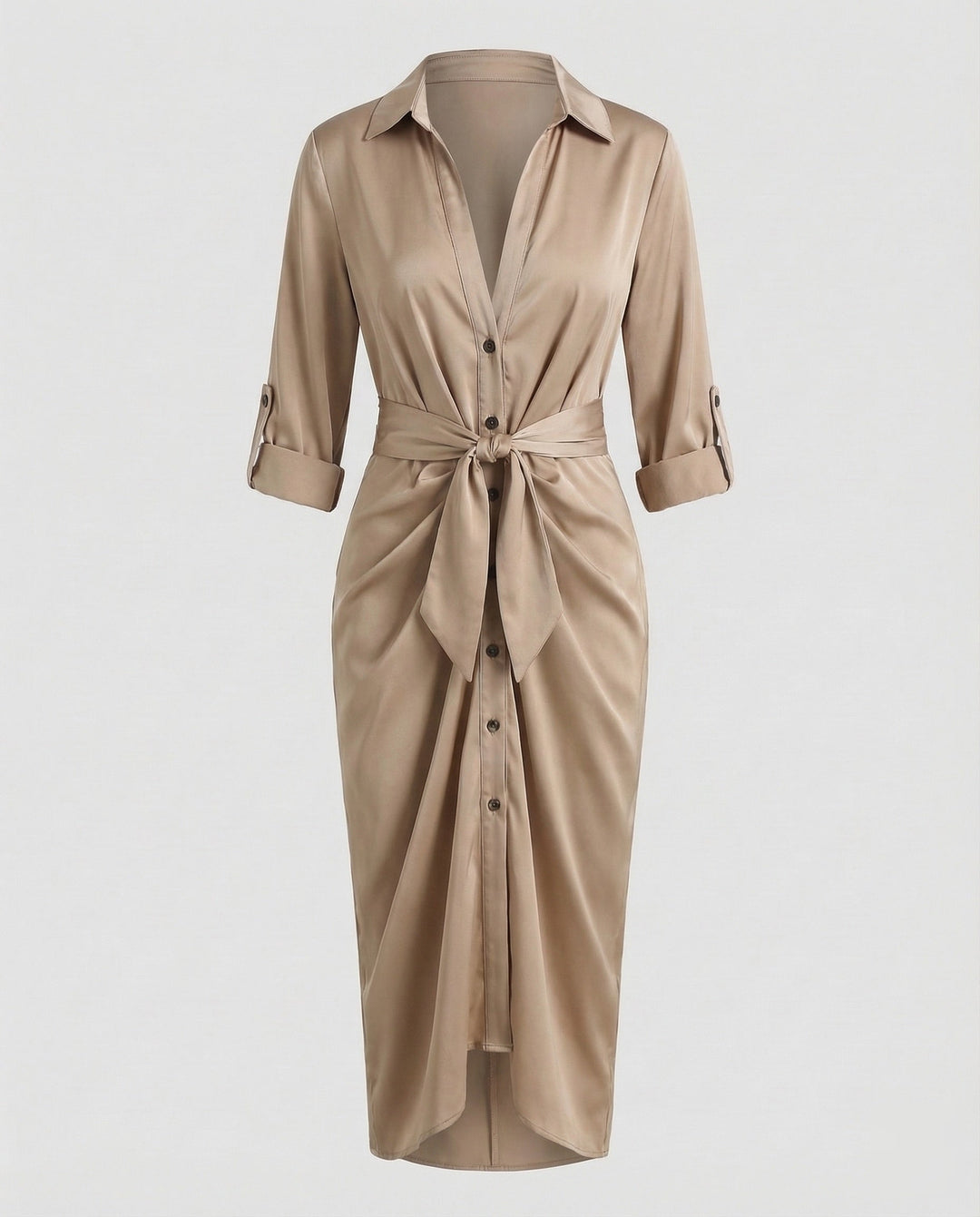 Women's Shirt Blouse Wrap Dress with Ties