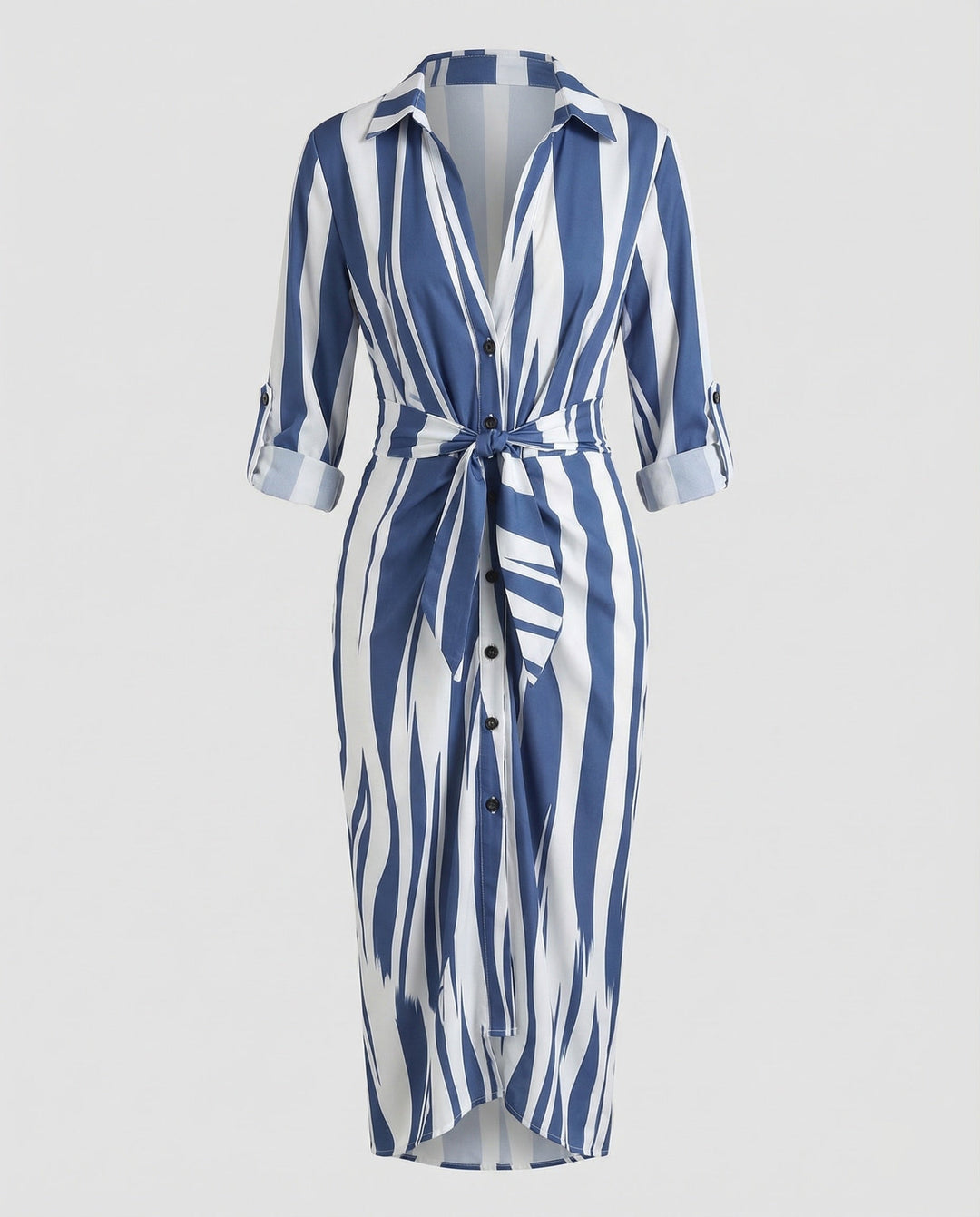Women Shirt Blouse Wrap Dress Tie Belt