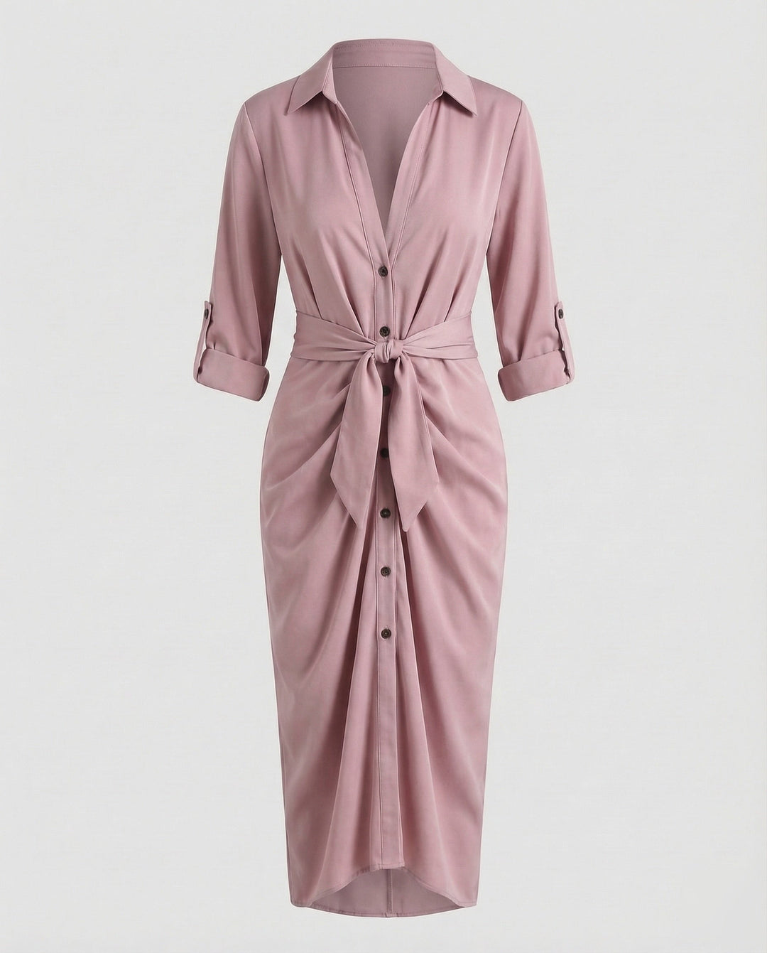 Women's Shirt Blouse Wrap Dress with Ties
