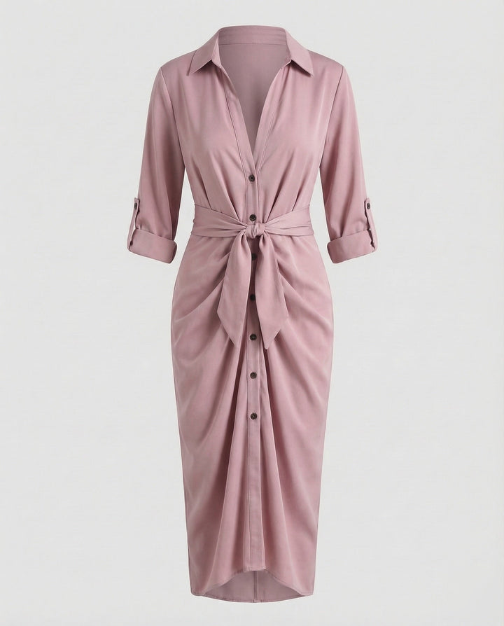 Women's Shirt Blouse Wrap Dress with Ties