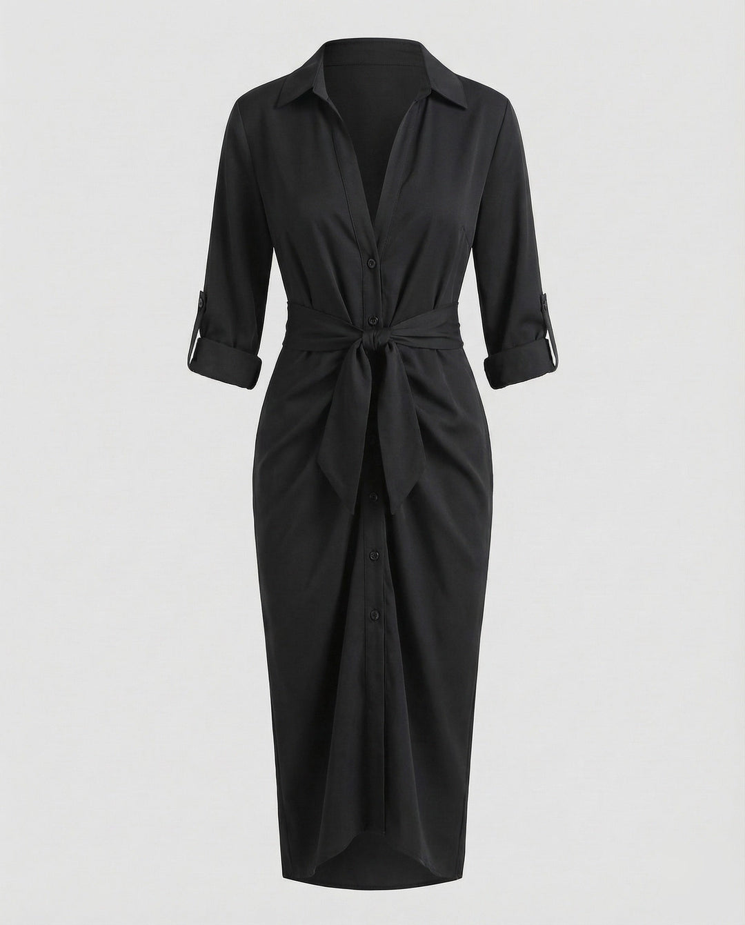 Women's Shirt Blouse Wrap Dress with Ties