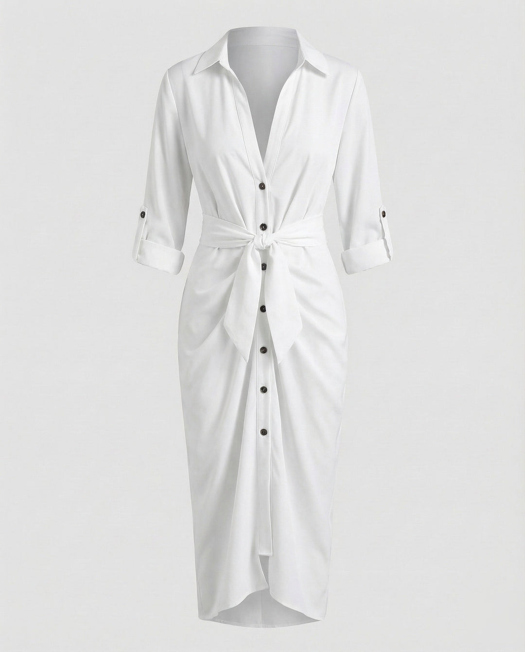 Women's Shirt Blouse Wrap Dress with Ties
