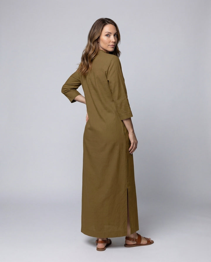 Women’s Maxi Dress Stand-up Collar Side Slit