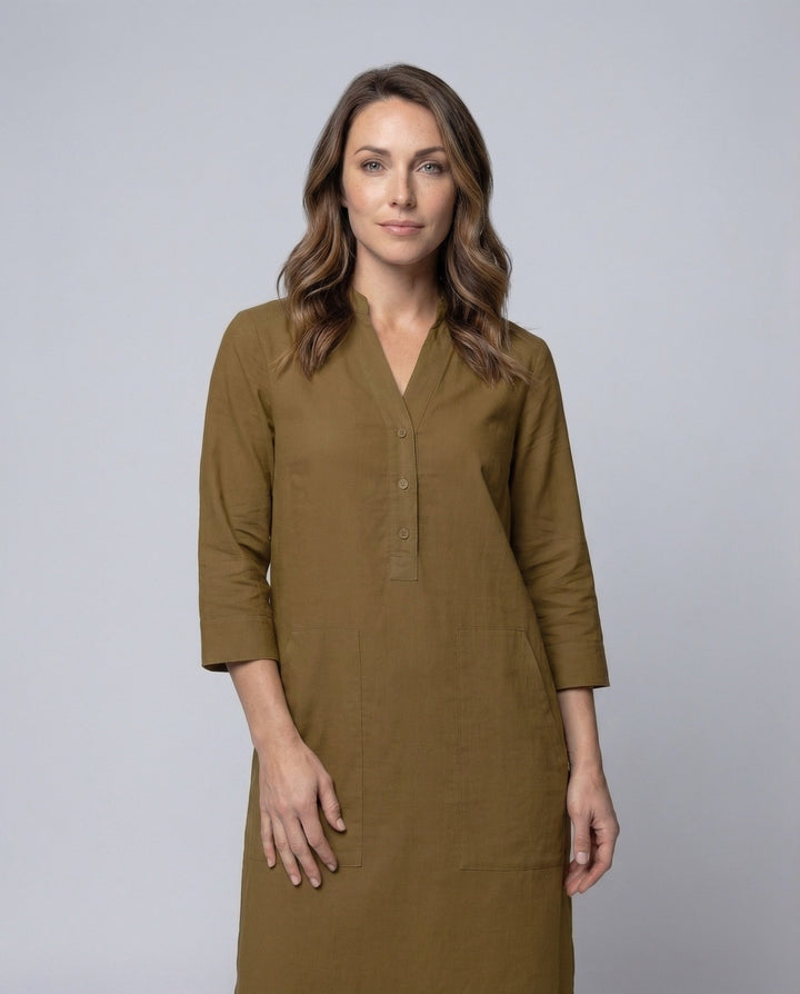 Women’s Maxi Dress Stand-up Collar Side Slit