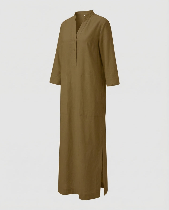 Women’s Maxi Dress Stand-up Collar Side Slit