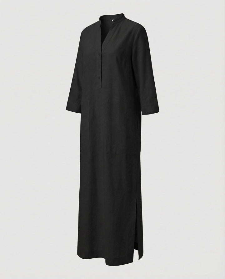 Women’s Maxi Dress Stand-up Collar Side Slit