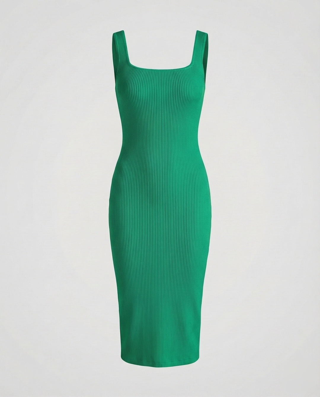 Women's Ribbed Knit Midi Dress Figure-Flattering
