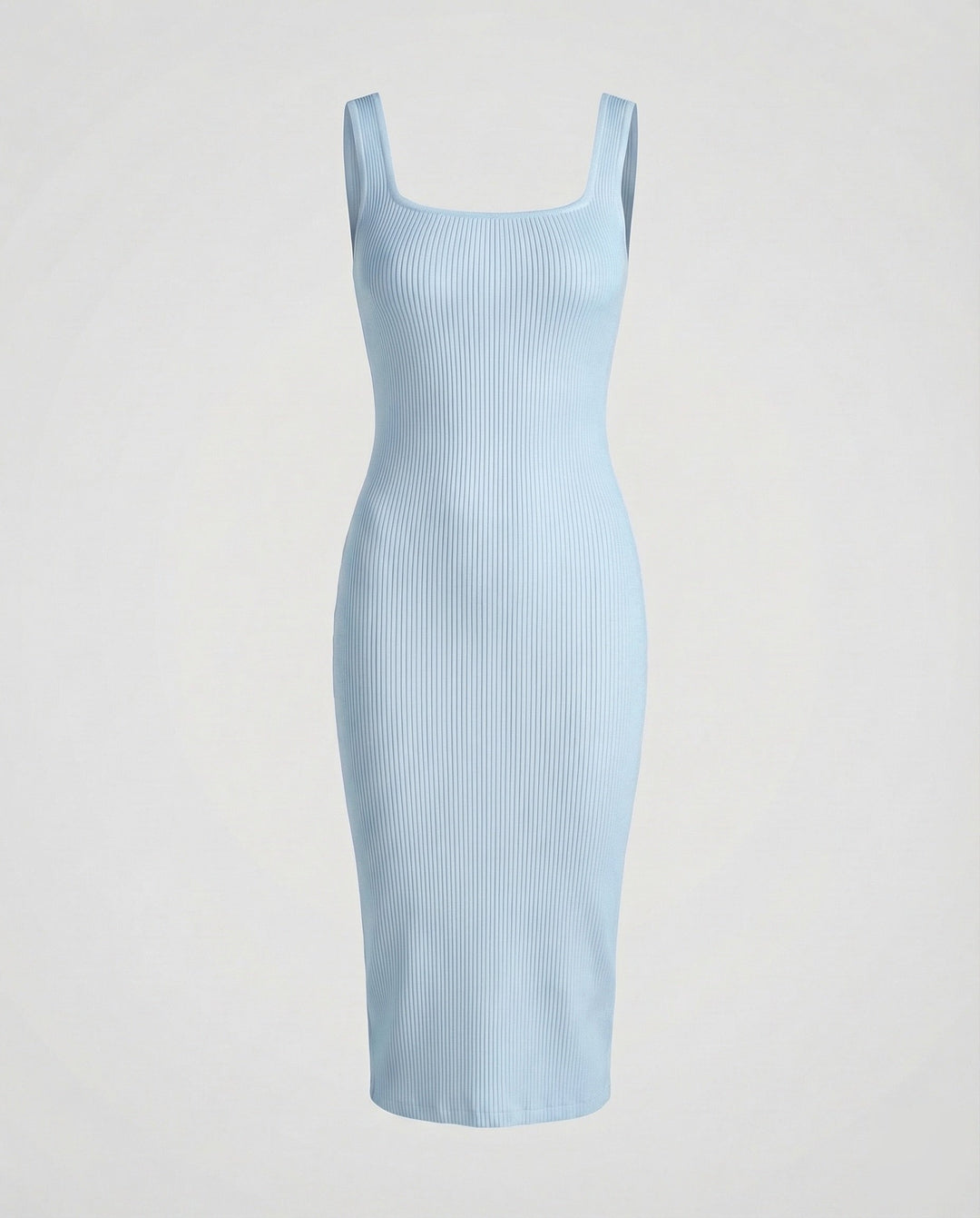 Women's Ribbed Knit Midi Dress Figure-Flattering