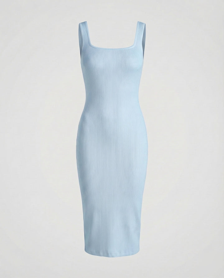 Women's Ribbed Knit Midi Dress Figure-Flattering