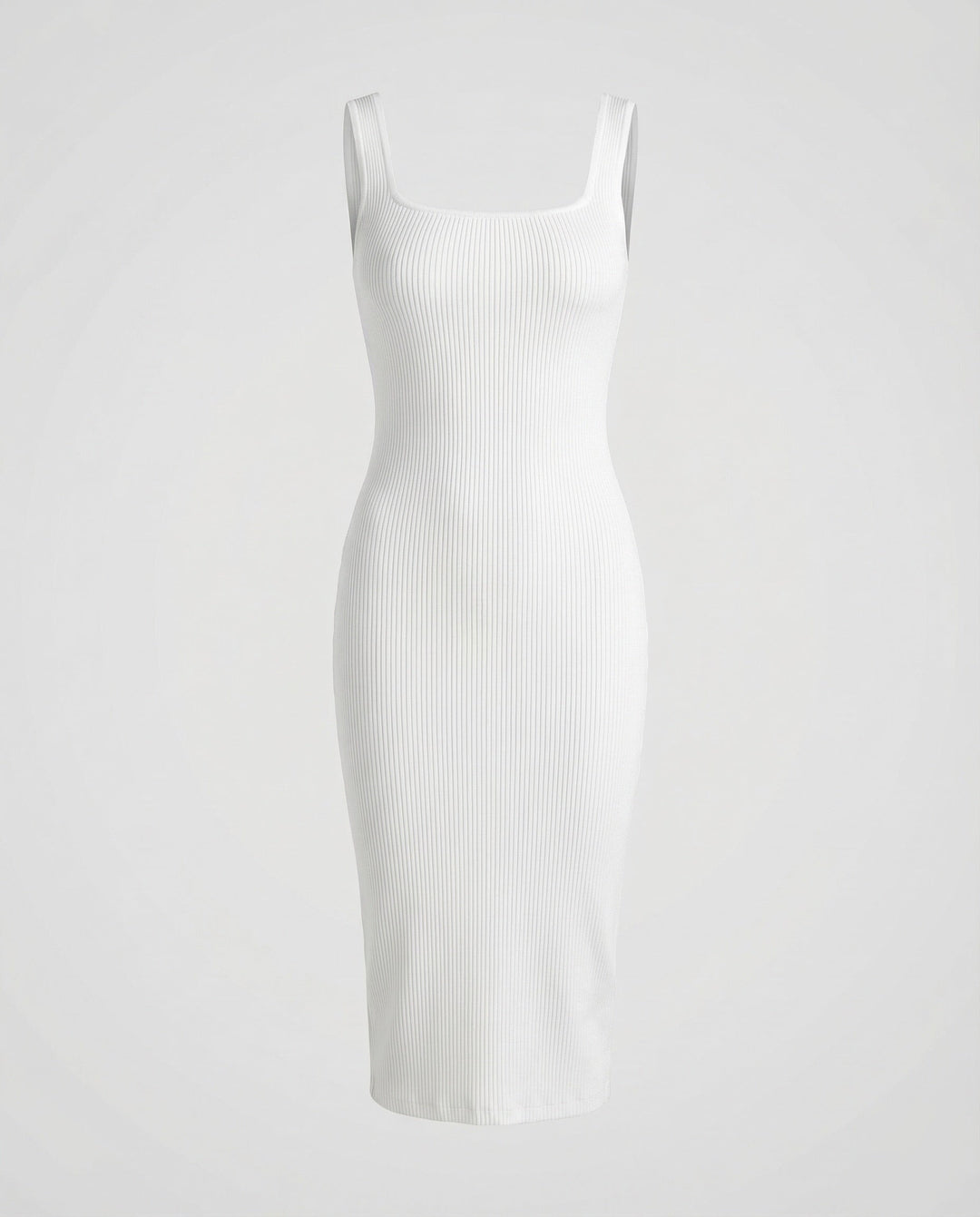 Women's Ribbed Knit Midi Dress Figure-Flattering