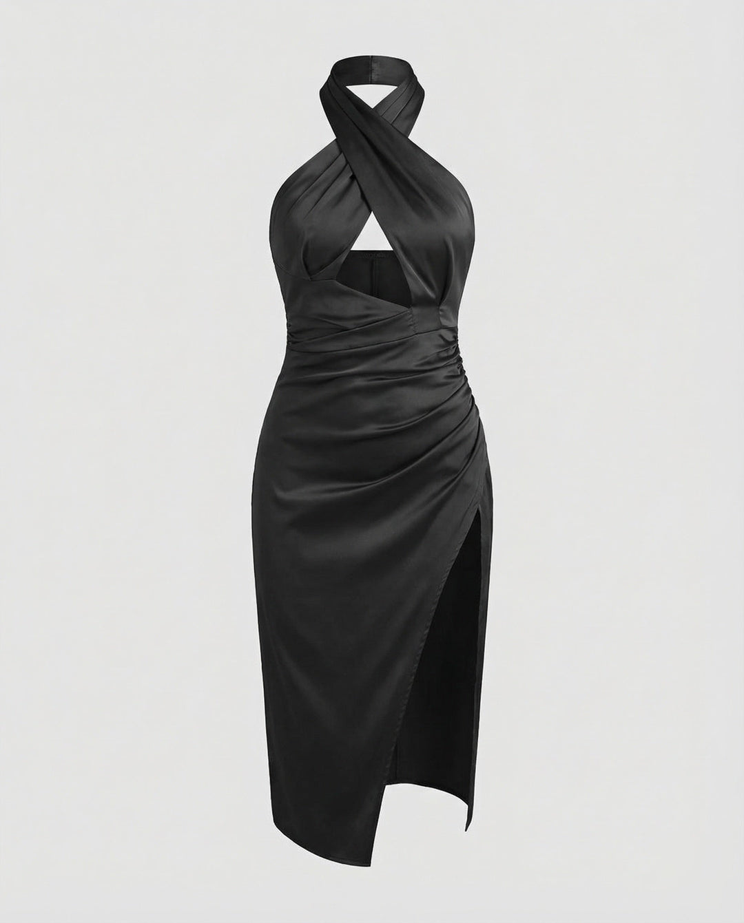 Women’s Halter Midi Dress High Side Slit