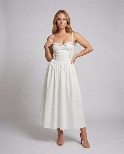 Women's Midi Dress Boat Neck A-Line Skirt